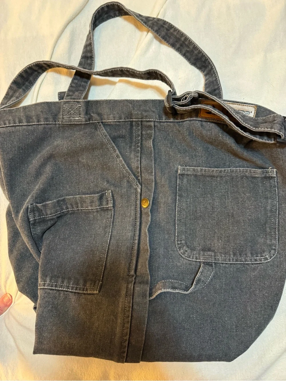 FWPP Denim Hobo Shoulder Bag Gray Charcoal Jeans Style Utility Tote
